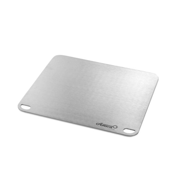 Gi.Metal Amica Edelstahl-Backstahlplatte 40×35 cm – Pizzastahl für den Ofen
