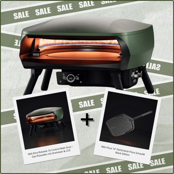 Witt Etna Rotante 16" Control (Matt Grün) + Witt Black Series Pizzaschaufel 14