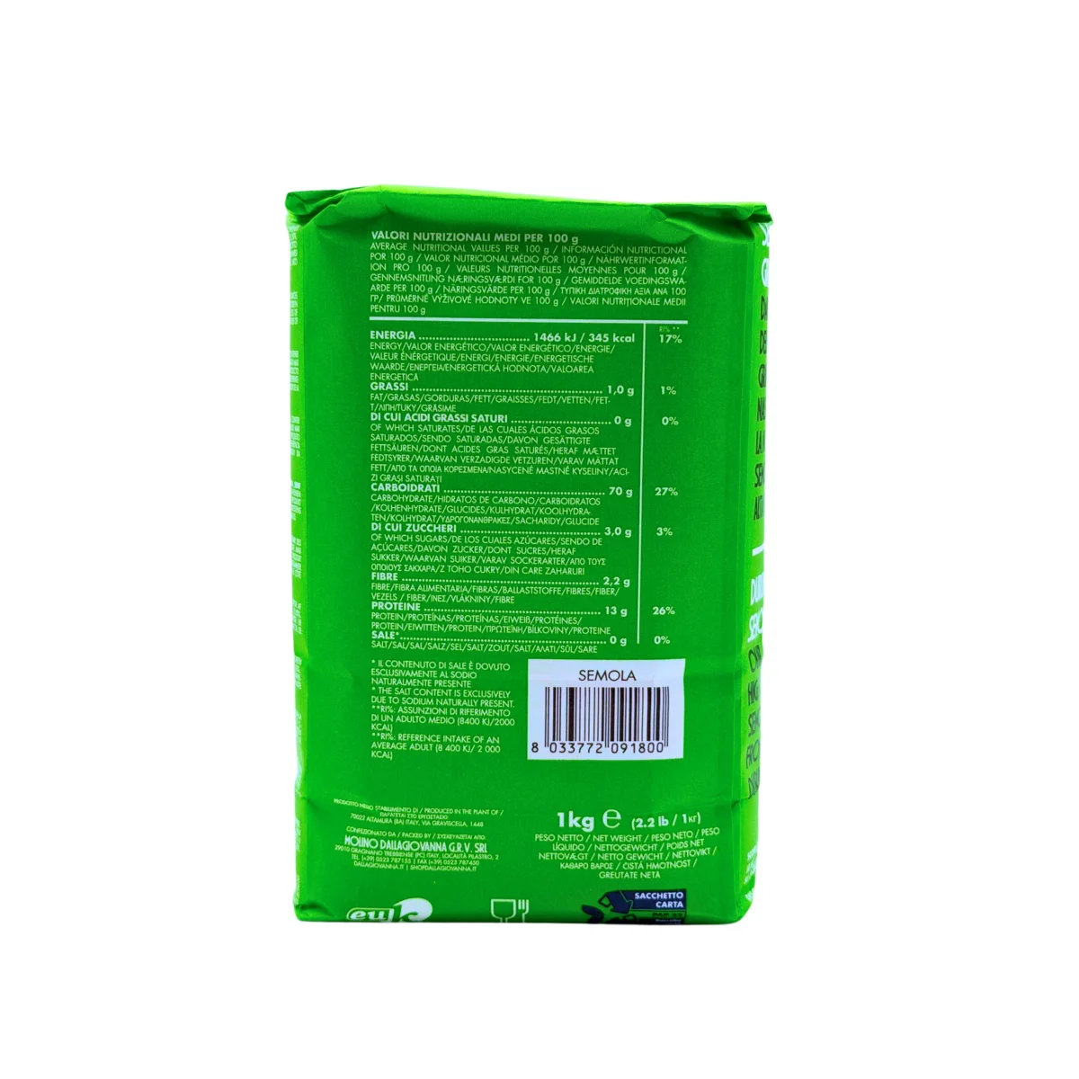 Semola di Grano Duro Nährwerte