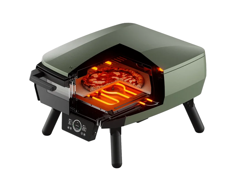 Witt eGNITE Control 13 Matt Grün – elektrischer Pizzaofen Frontansicht
